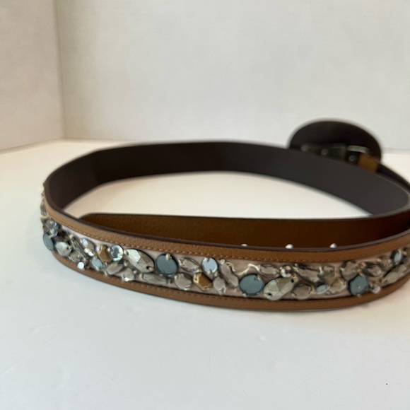 Jewel Embellished Belt silver pewter jewel tone man made material 43” - Picture 6 of 12